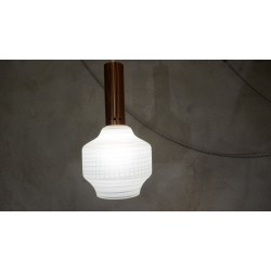 Mooi vintage hanglampje - glas met koper