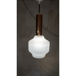 Mooi vintage hanglampje - glas met koper