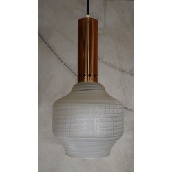 Mooi vintage hanglampje - glas met koper