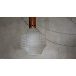 Mooi vintage hanglampje - glas met koper