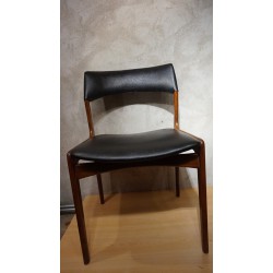 Mooi setje Mahjongg eetkamer stoelen - hout - skai - zwart