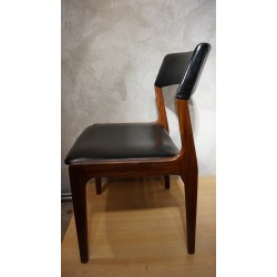 Mooi setje Mahjongg eetkamer stoelen - hout - skai - zwart