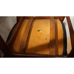 Mooi setje Mahjongg eetkamer stoelen - hout - skai - zwart