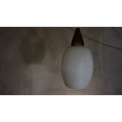 Vintage design hanglamp - melkglas en hout