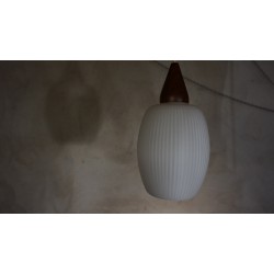 Vintage design hanglamp - melkglas en hout
