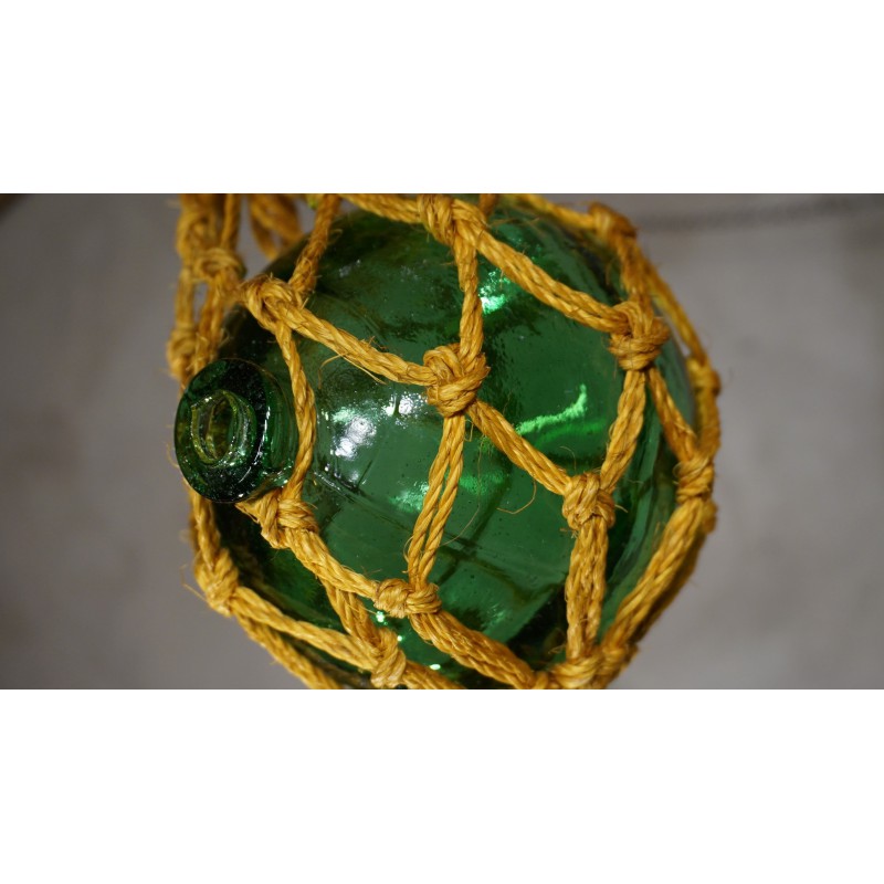 Beoefend Spanning Positief Mooi origineel vissers kruikje in touw - groen glas