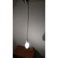 Setje (2) slanke vintage hanglampjes - melkglas
