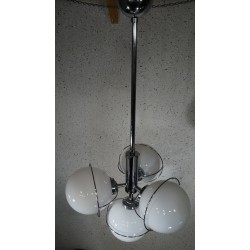 Mooie vintage hanglamp 4 melkglazen bollen - Massive