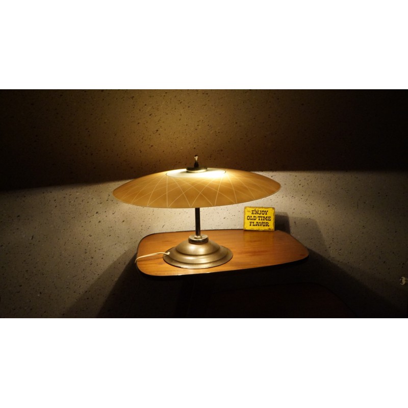Prachtige Art Deco tafellamp - glazen kap