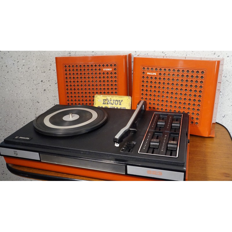 Mooie rode Philips GF623 draagbare platenspeler - stereo