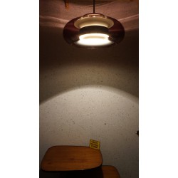Prachtige vintage design hanglamp - metaal - glazen kap