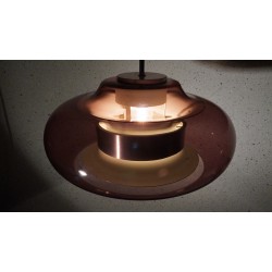 Prachtige vintage design hanglamp - metaal - glazen kap