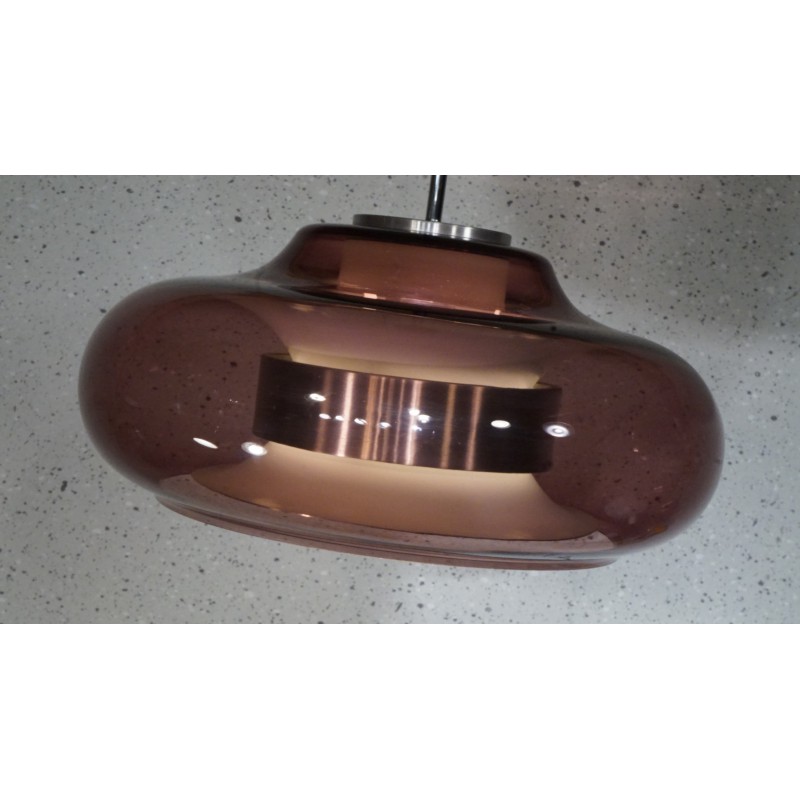 Prachtige vintage design hanglamp - metaal - glazen kap