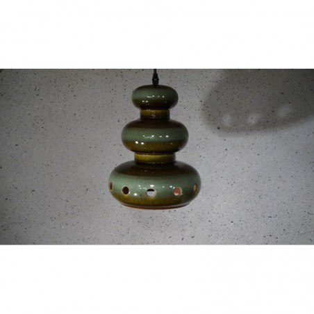 Mooie zeldzame keramieken hanglamp - groen