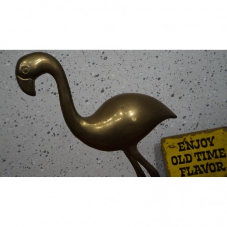 Mooi Flamingo beeldje - koper - messing