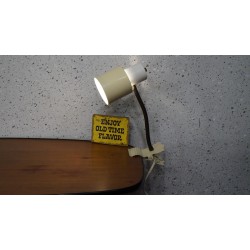 Vintage hala Zeist klemlampje - geel-wit