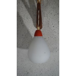 Leuk vintage wandlampje - hout melkglas