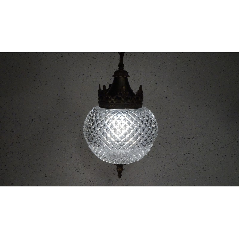 Prachtige vintage hanglamp met glazen bol