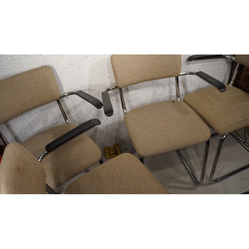 Set van 4 vintage jaren 80 chromen buisframe stoel