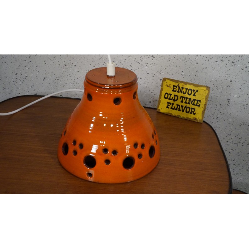 Mooie oranje keramieken hanglamp