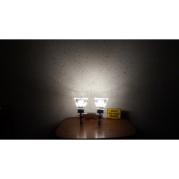 Prachtig dubbel wandlampje - chroom, glas, fineer