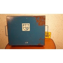 Hele mooie blauwe metalen PTT sorteerdoos - opbergblik