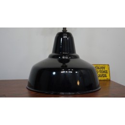 Prachtige industriële emaille hanglamp - zwart