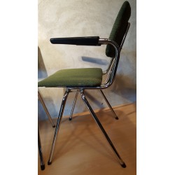 Setje (2) vintage buizenframe stoelen - groen - stof