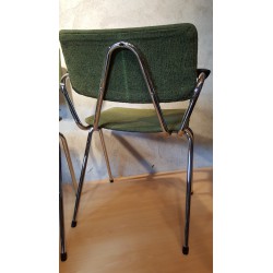 Setje (2) vintage buizenframe stoelen - groen - stof
