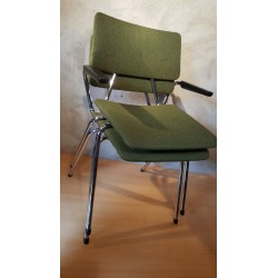 Setje (2) vintage buizenframe stoelen - groen - stof
