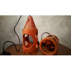 Set van 2 vintage aardewerk hanglampen - oranje