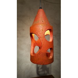 Set van 2 vintage aardewerk hanglampen - oranje