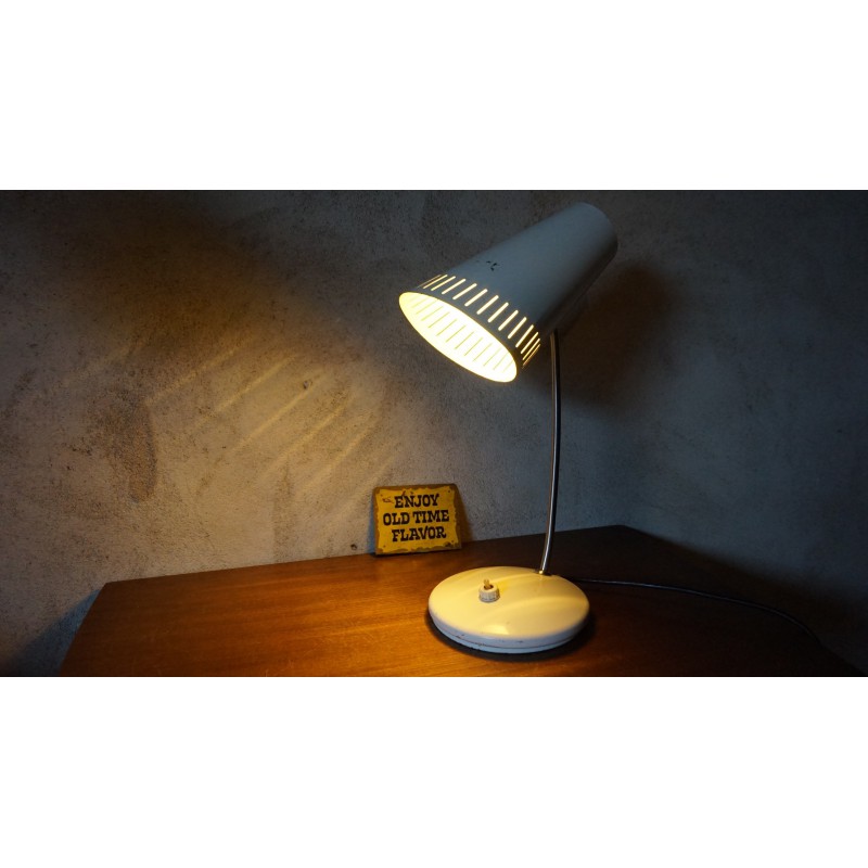 Mooie vintage industriële bureaulamp - wit - metaal