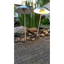 Vintage (60s) Tuinverlichting paddestoelen met groene kap